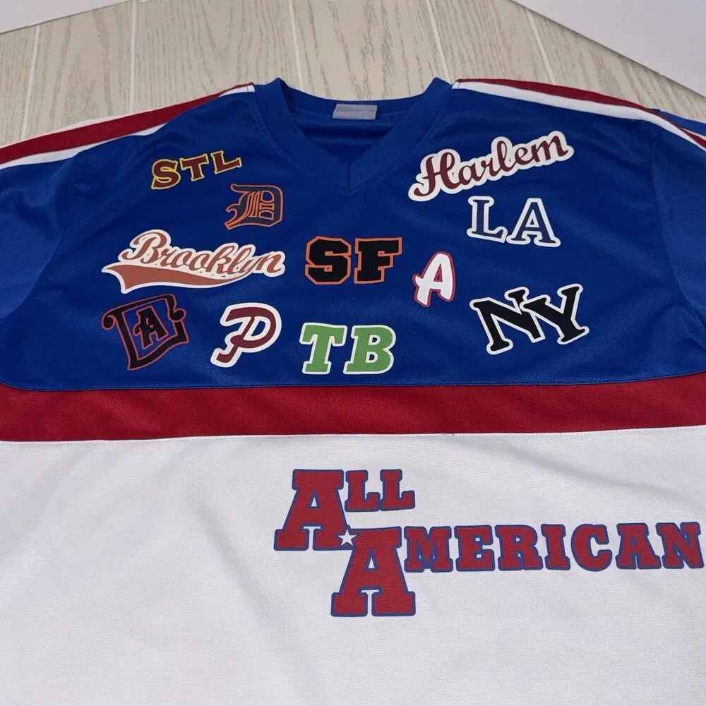 Legendary Classic All American BaseballJersey Blue Red White Size L Polyester